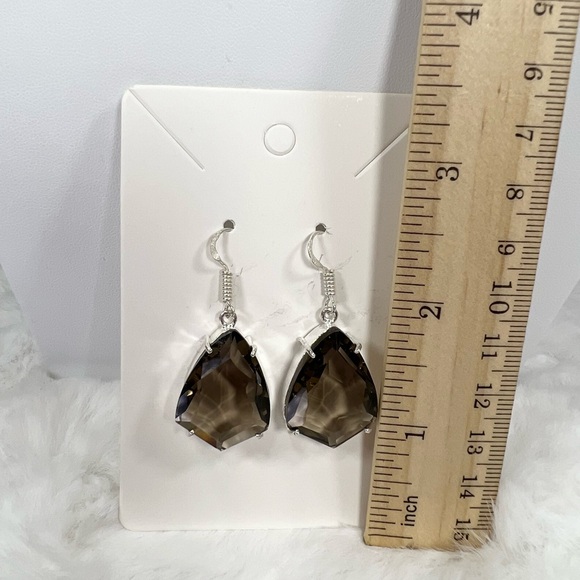 Smoky Quartz 925 Earrings - Picture 2 of 3